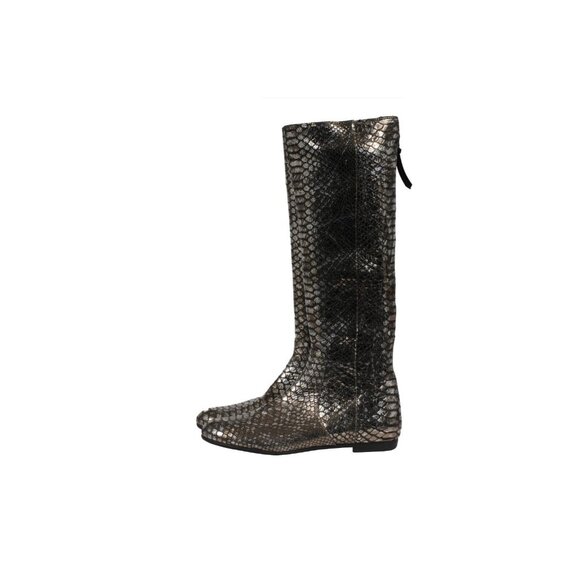 Giuseppe Zanotti Knee High Boots US6.5 EU36.5 SIlver Metallic Croc Embossed - Picture 4 of 10